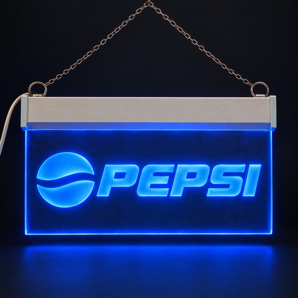 ★ Pepsi Blue LED Lighted Acrylic Hanging Sign Bar Game Room Wall Decor